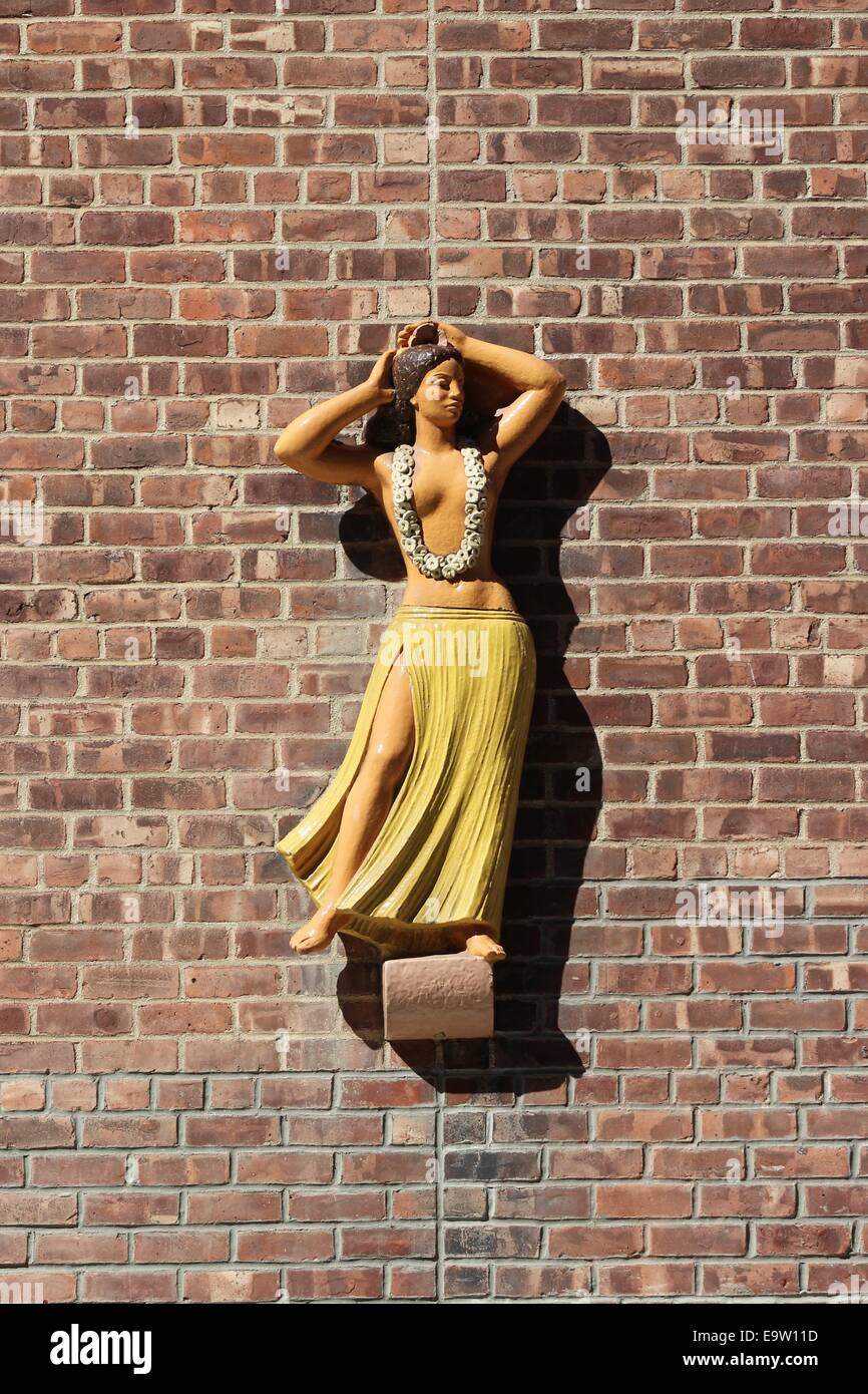 Ballerina di Hula scultura, Parkchester, Bronx, New York Foto Stock