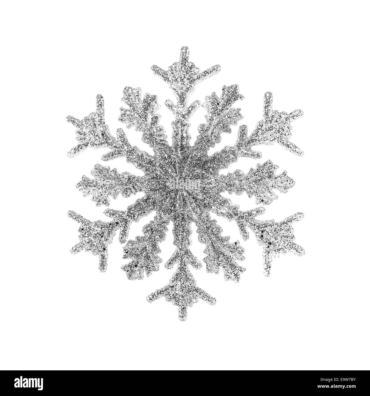 Il simbolo del fiocco di neve decorazione isolato su uno sfondo bianco Foto Stock