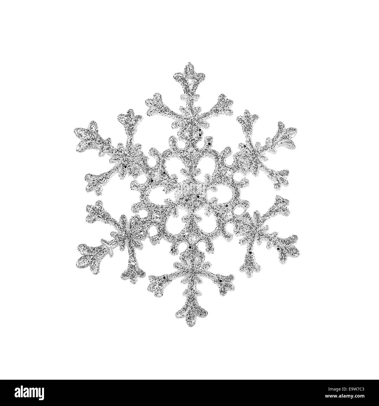 Il simbolo del fiocco di neve decorazione isolato su uno sfondo bianco Foto Stock