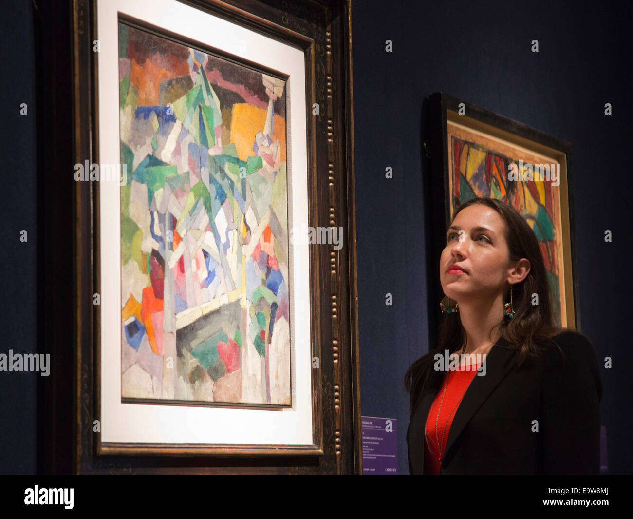 Arte Russa Vendita di Christie's, Londra, Regno Unito. 'Paesaggio con ponte, Kislovodsk, 1913' da Aristarkh Lentulov. Foto Stock