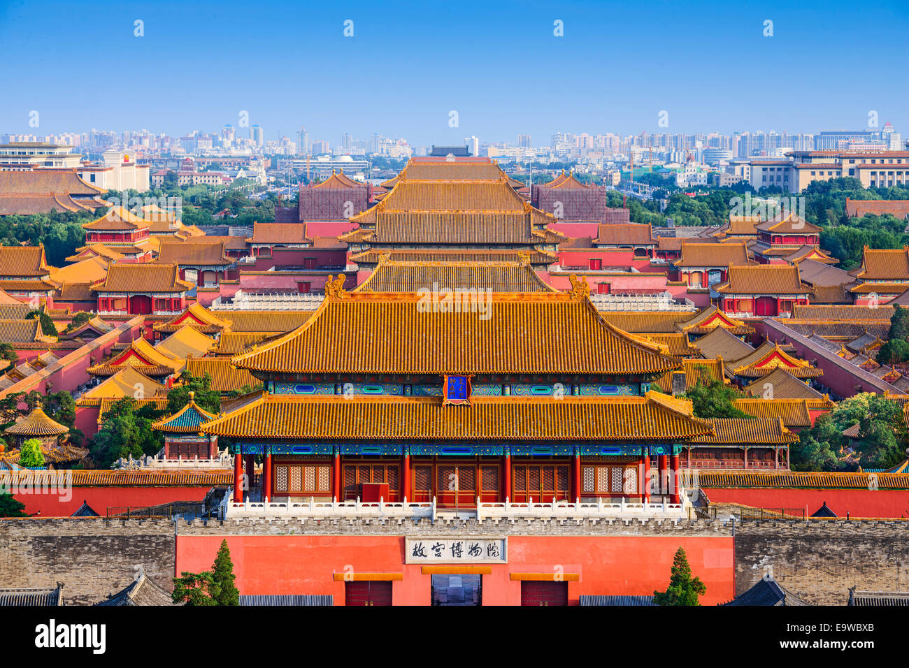Pechino, Cina skyline della città alla Città Proibita. Foto Stock