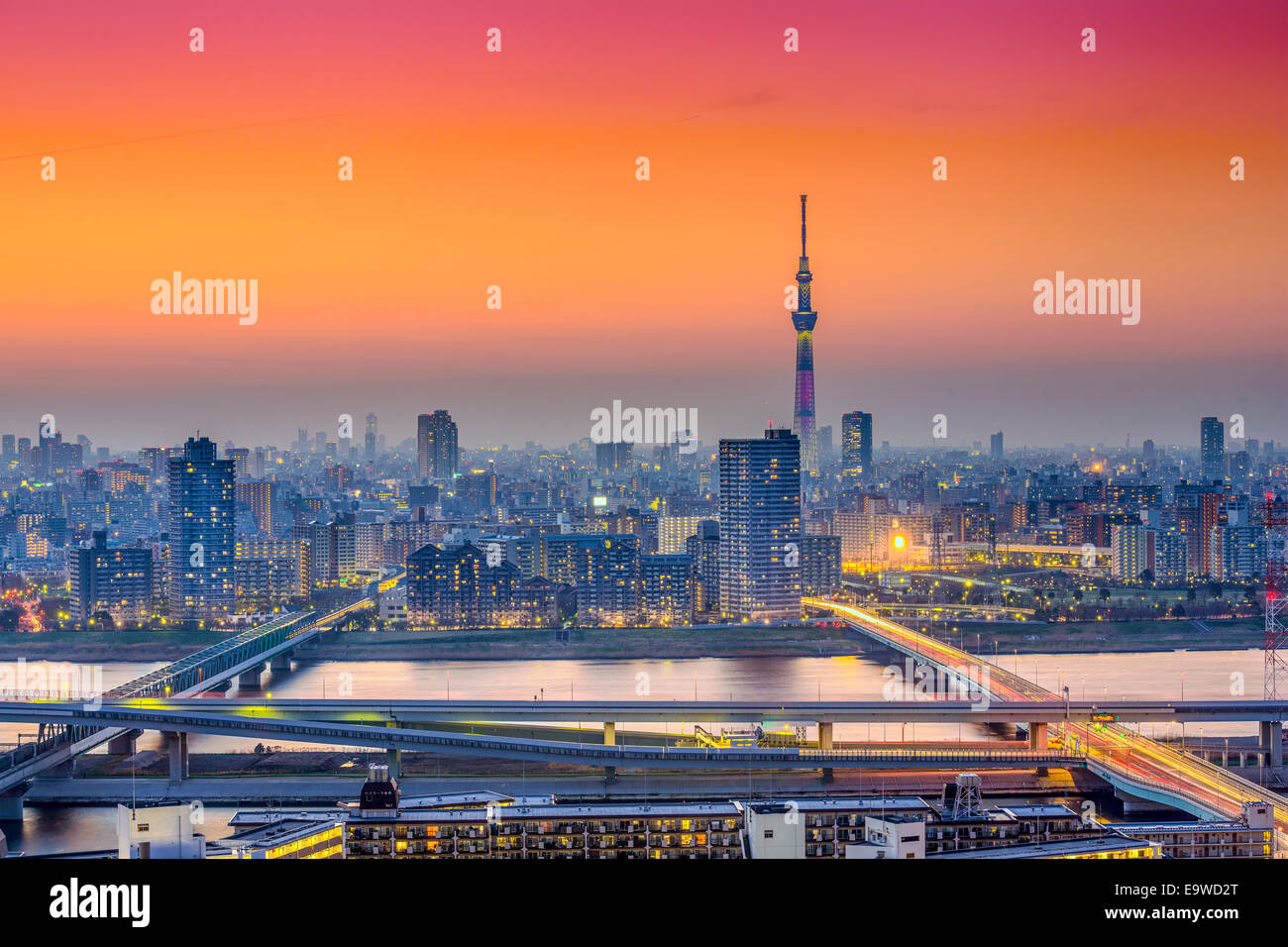 Tokyo, Giappone skyline della città a Sumida Ward. Foto Stock