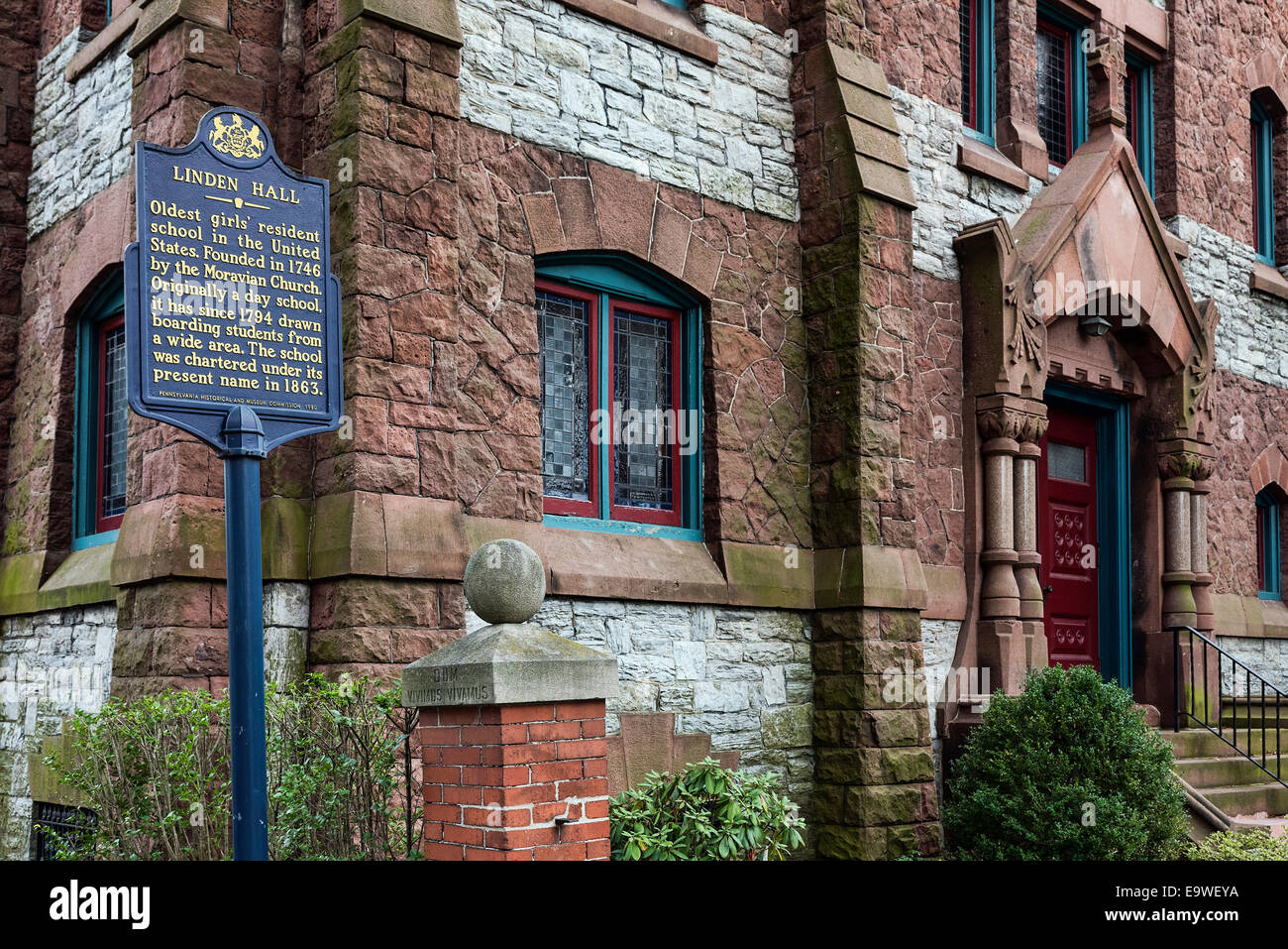 Il Linden Hall, ragazze più antica scuola residenziale negli Stati Uniti, Lititz, Pennsylvania, STATI UNITI D'AMERICA Foto Stock