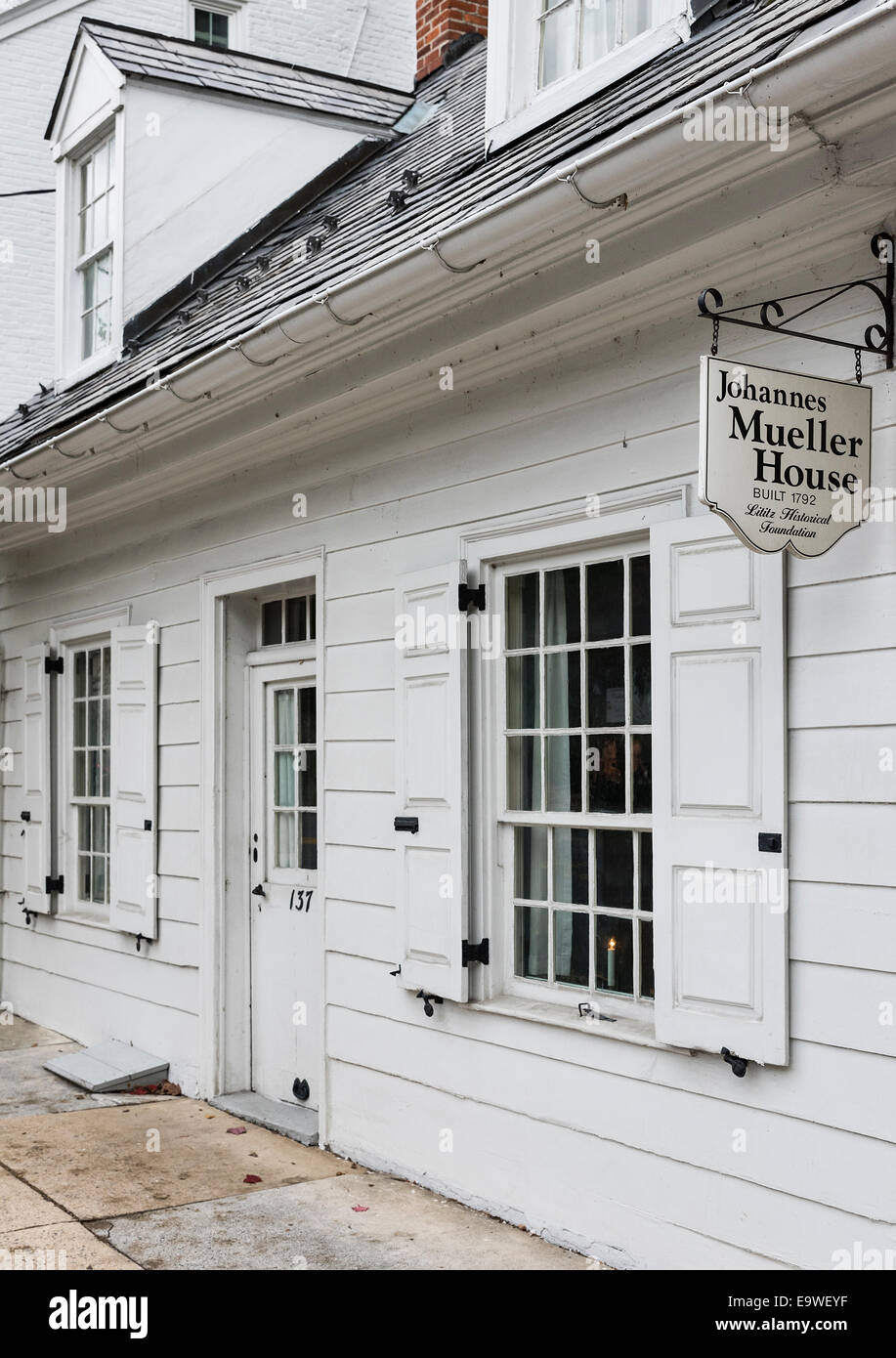 Johannes Mueller House, Lititz, Pennsylvania, STATI UNITI D'AMERICA Foto Stock