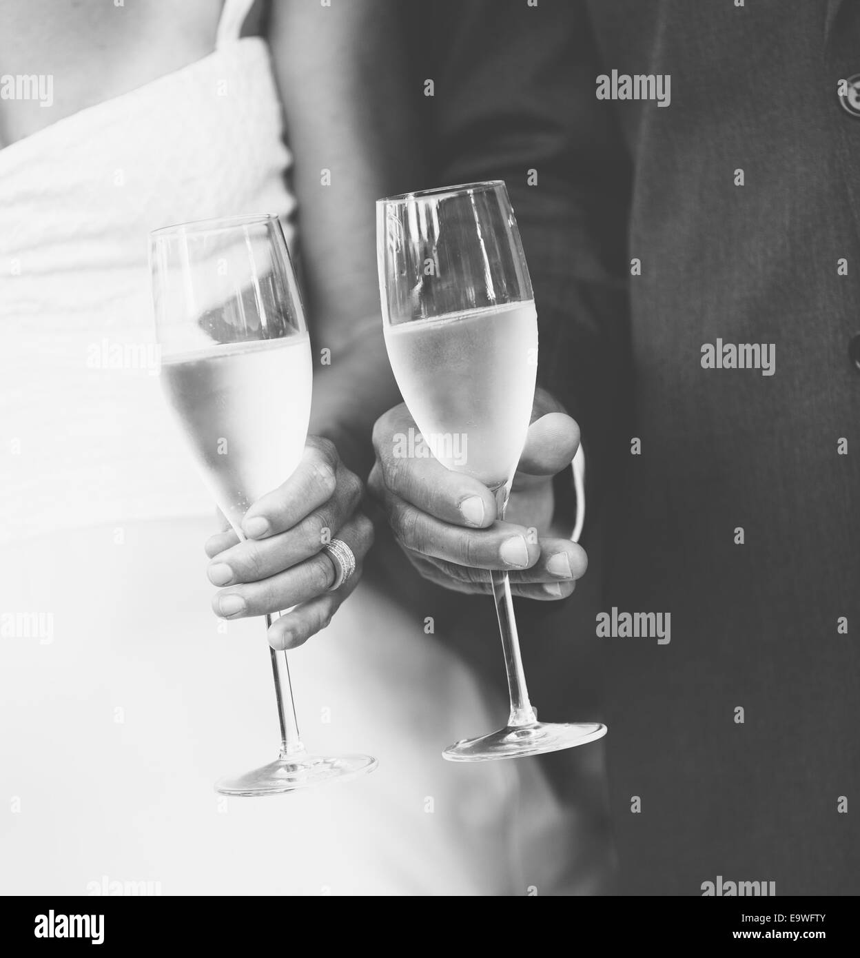 Matrimonio brindisi con Champagne Foto Stock