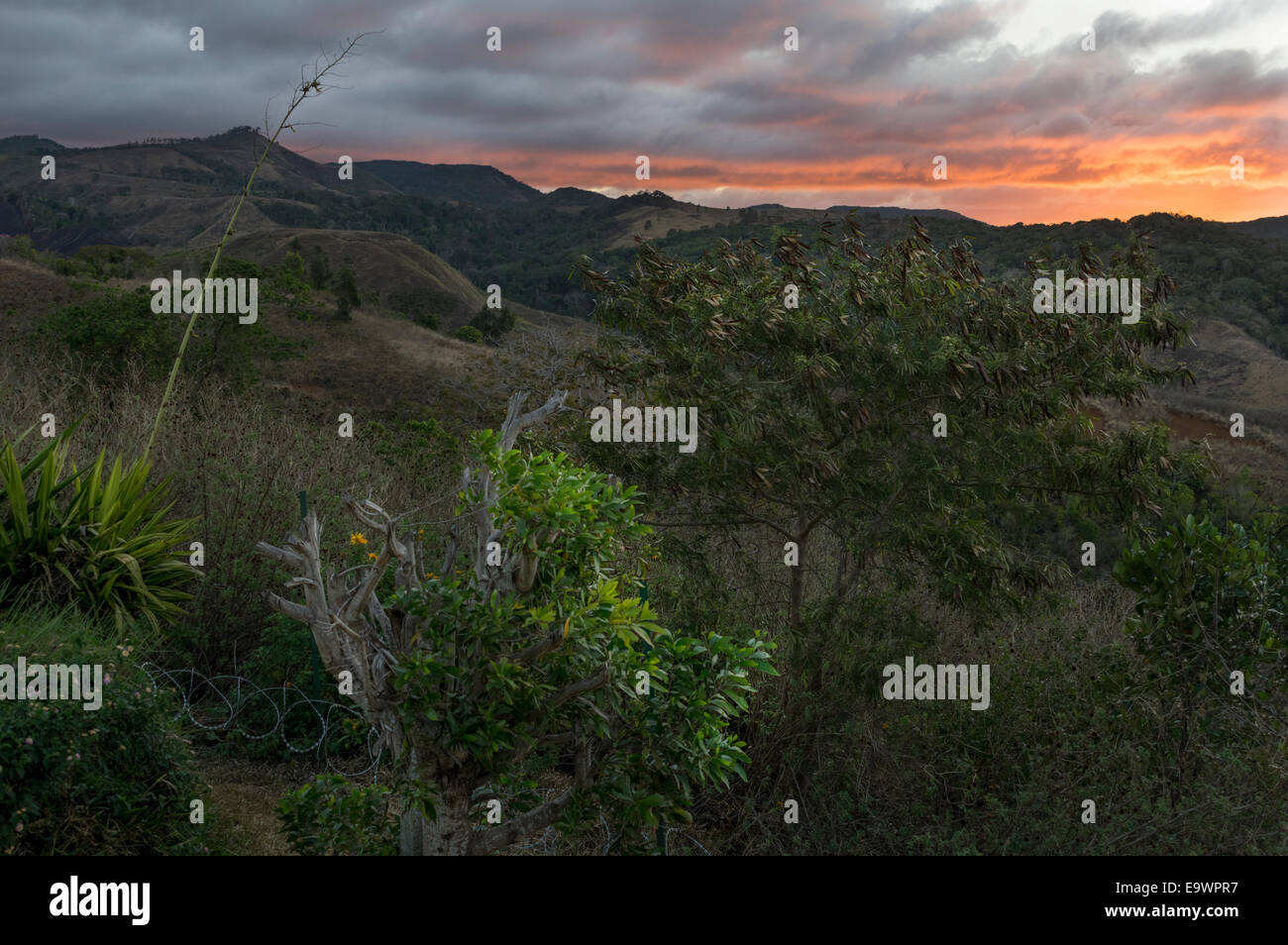 Tramonto dalla natura Joffreville lodge Madagascar Foto Stock