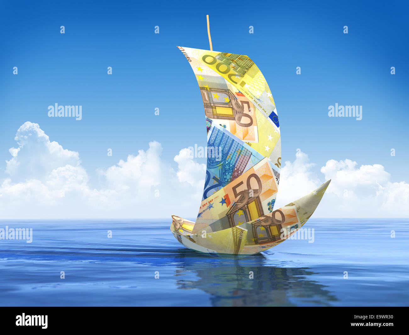 Barca a vela realizzata in Euro Foto Stock