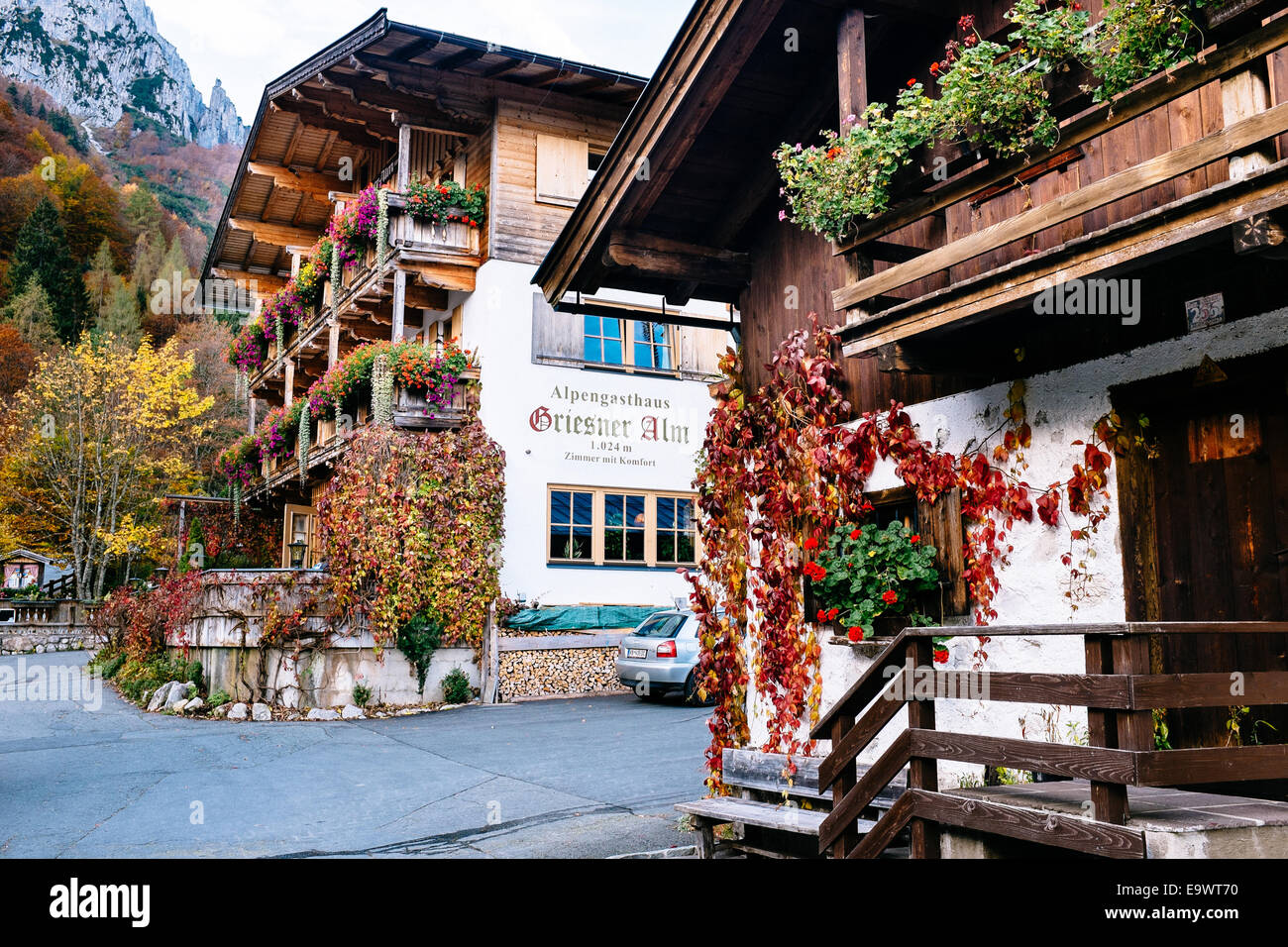 Griesner Alm alpengasthaus in Kaiserbachtal, Tirol Austria Foto Stock