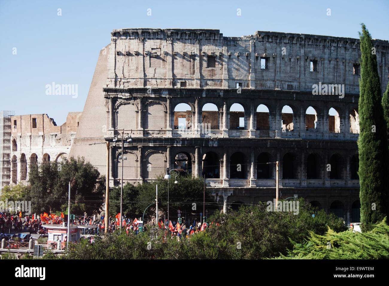 Manifestanti marzo contro Renzi riforme del lavoro Foto Stock