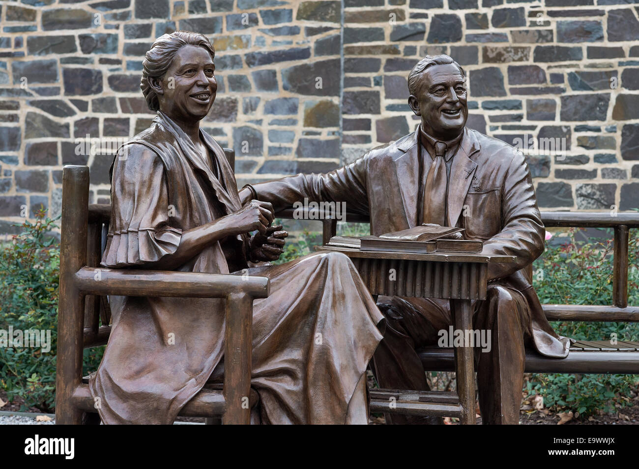 Franklin e Eleanor scultura, FDR Presidential Library and Museum, Hyde Park, New York, Stati Uniti d'America Foto Stock