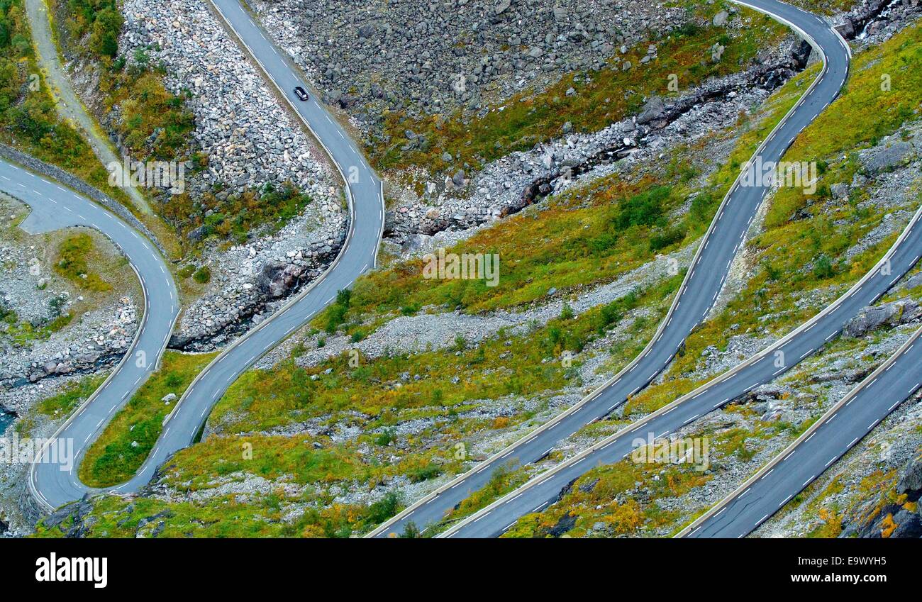 Twisted troll strada in Norvegia Foto Stock