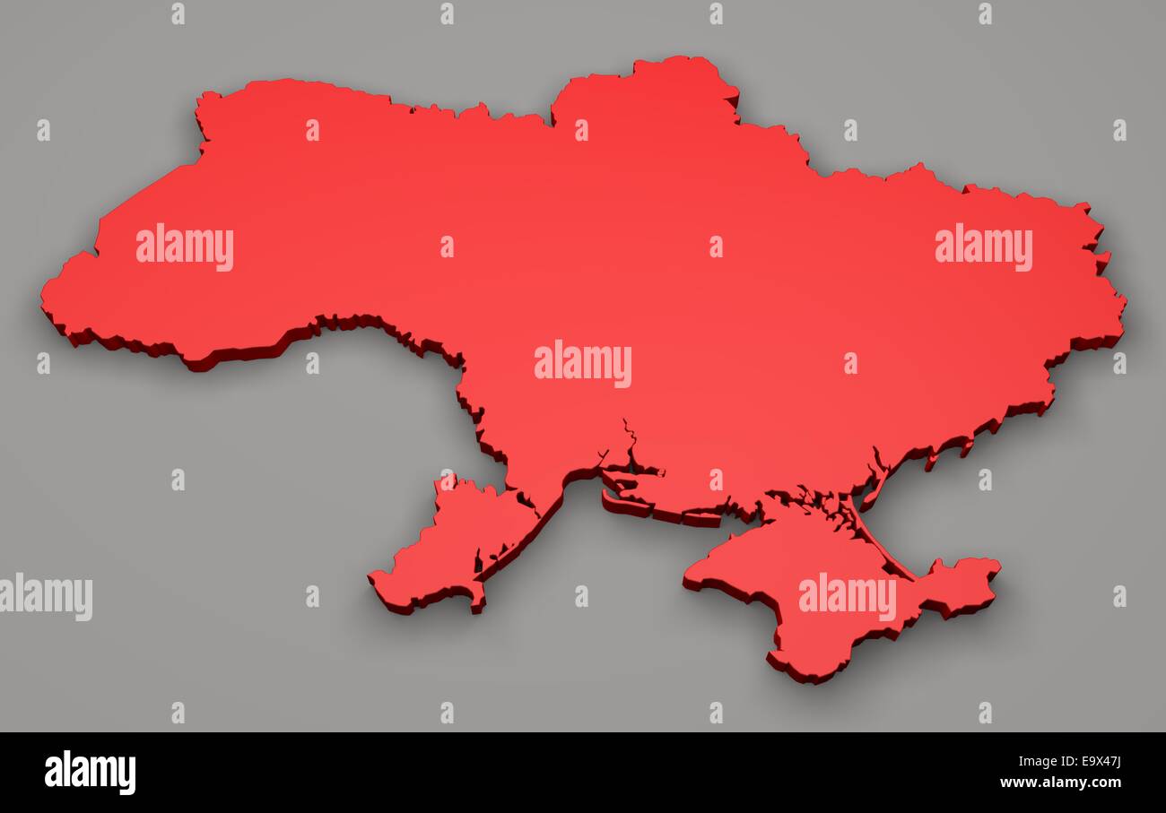 Mappa rosso dell'Ucraina Foto Stock