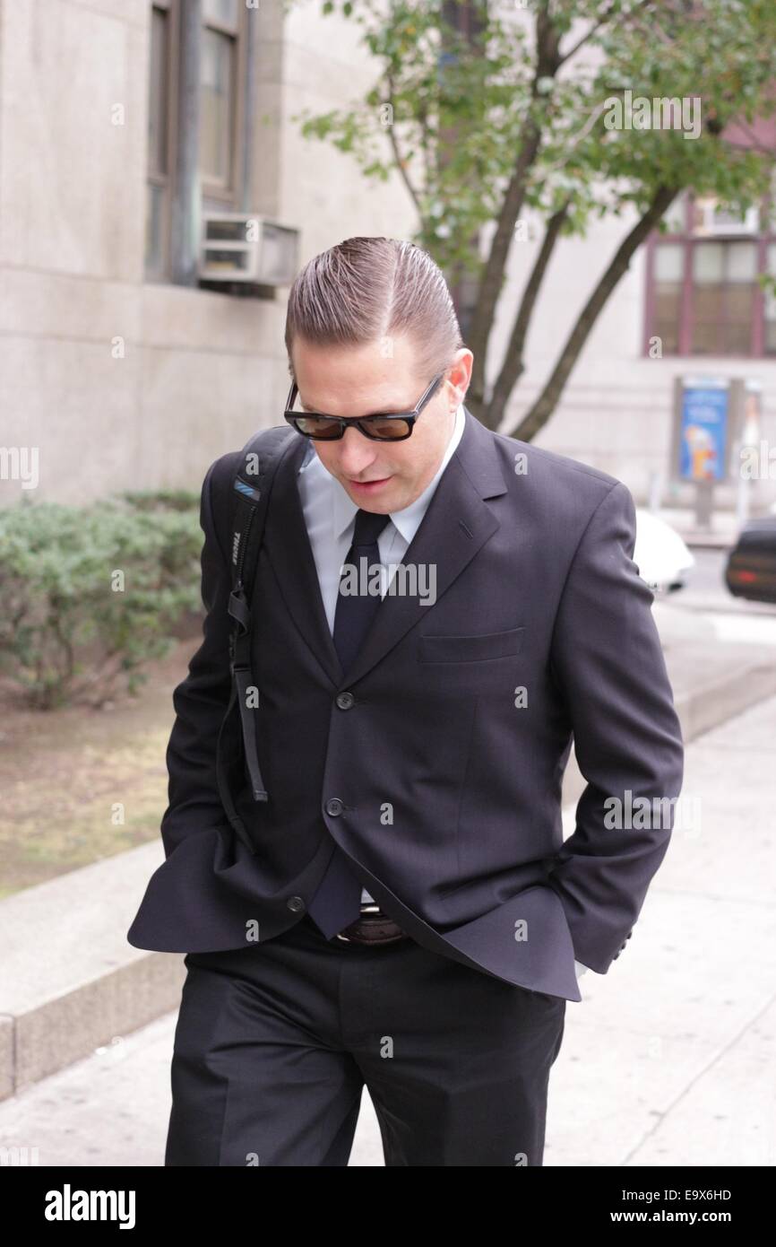 New York, New York, Stati Uniti d'America. 31 ott 2014. Stephen Baldwin, Alec del fratello, presso un tribunale di Manhattan per oneri di guida con una licenza sospesa. foto da John M MANTEL © John Marshall Mantel/ZUMA filo/Alamy Live News Foto Stock