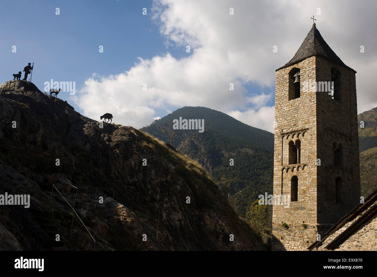 Sant Joan de Boi chiesa romanica. Vall de Boi, Lleida, in Catalogna, Spagna. Foto Stock