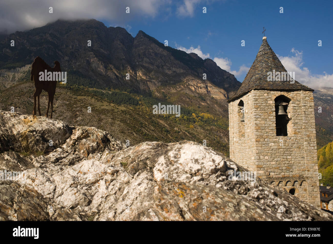 Sant Joan de Boi chiesa romanica. Vall de Boi, Lleida, in Catalogna, Spagna. Foto Stock