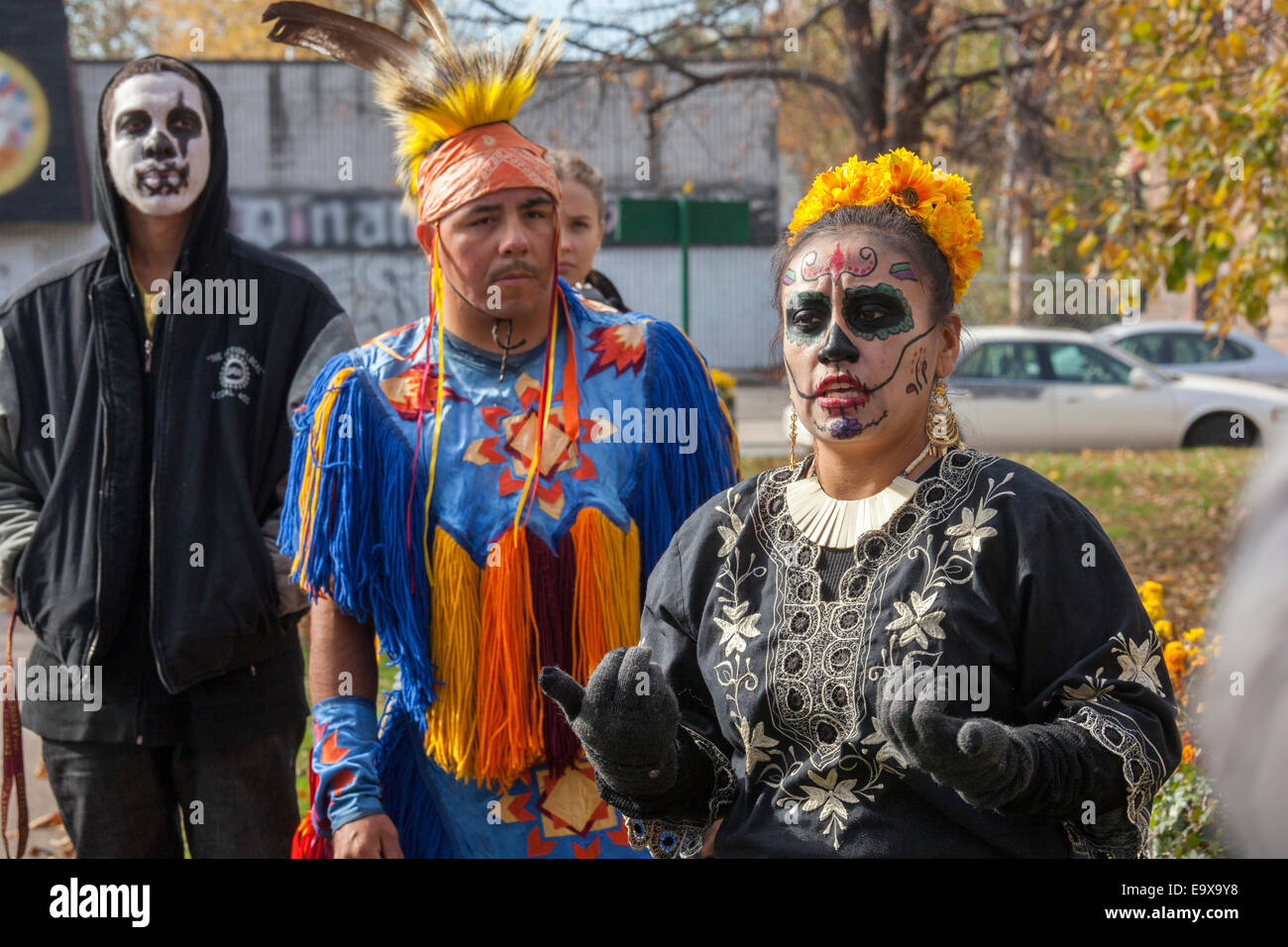 Detroit, Michigan - i residenti di Detroit della comunità Mexican-American celebrare il Giorno dei Morti. Foto Stock
