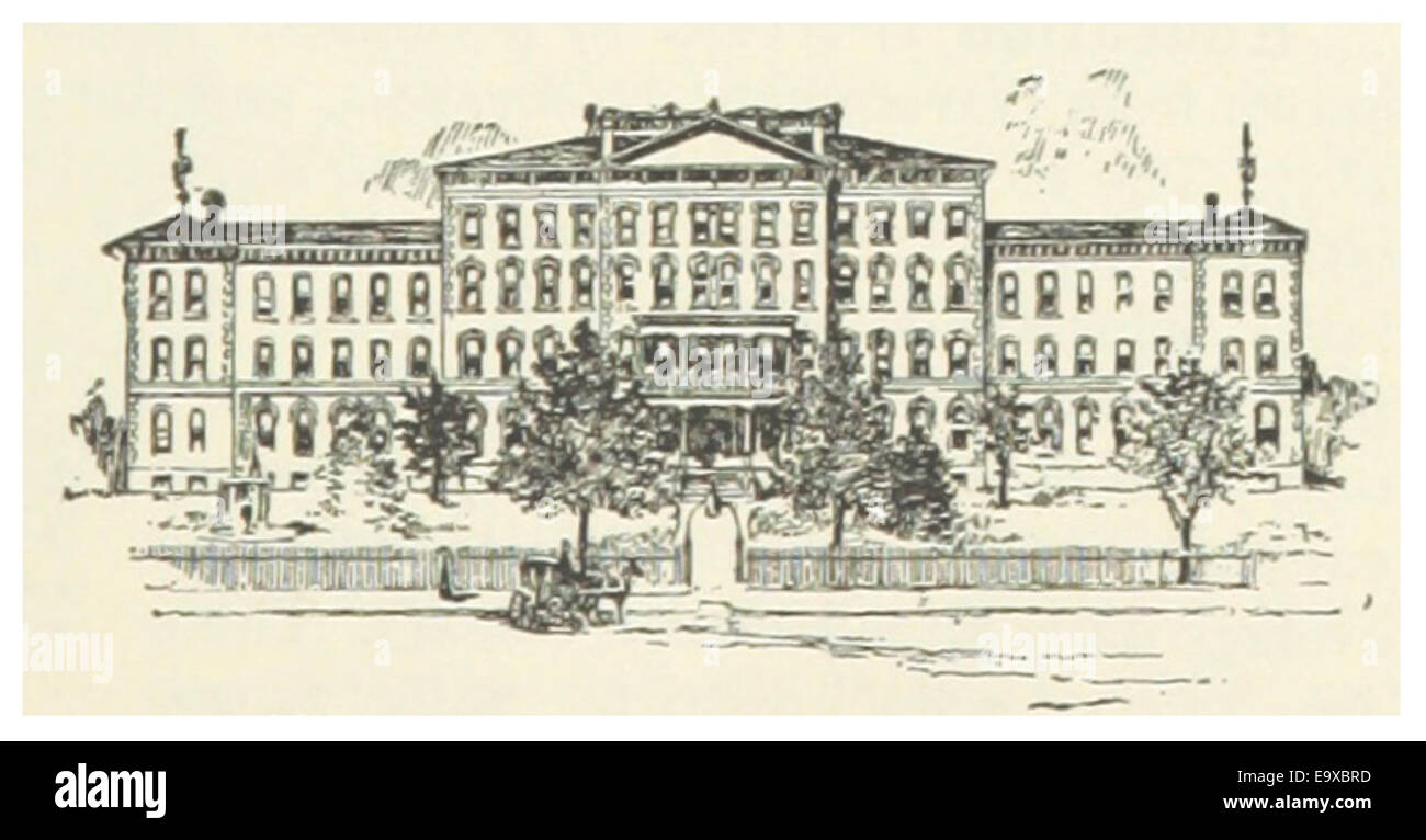 Questa illustrazione del 1891 di Jacksonville, Illinois, mostra lo State Blind Asylum, catturando l'edificio e il suo ruolo nel fornire assistenza agli ipovedenti nel XIX secolo. Foto Stock