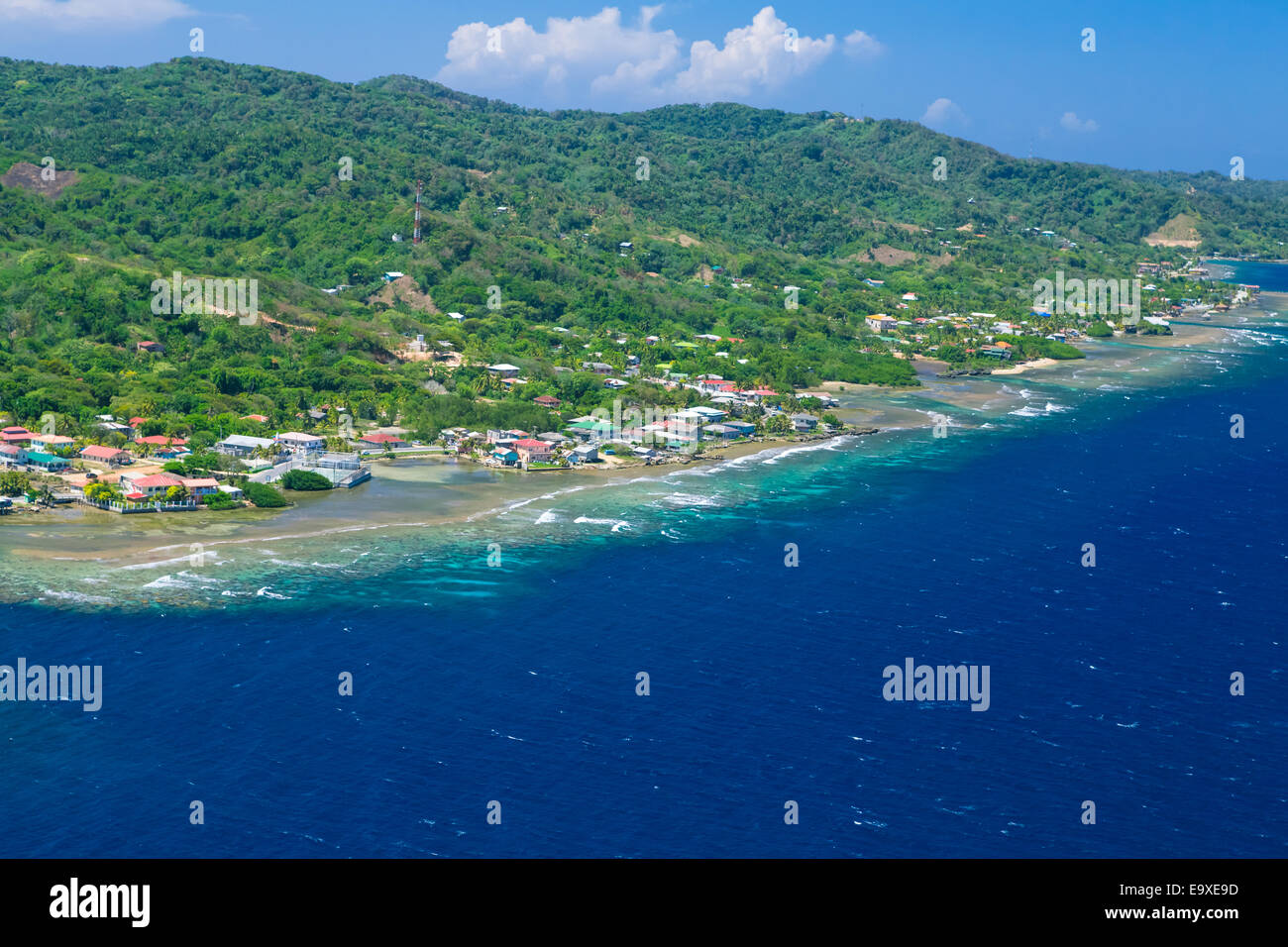 Foto aerea dell'Isola di Roatan, Honduras Foto Stock