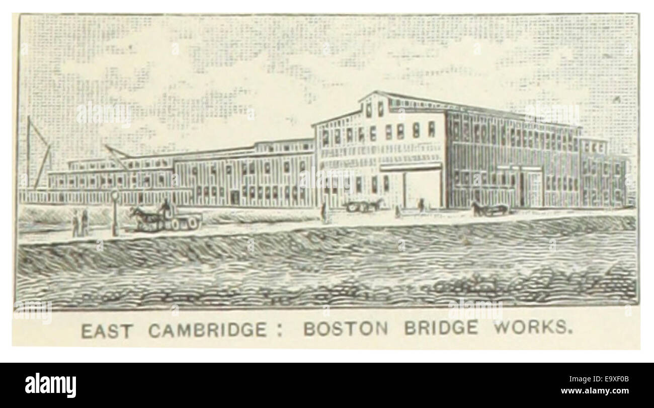 Un riferimento del 1891 al ponte funziona a East Cambridge, Boston. Questa fonte mette in evidenza la costruzione e il significato delle infrastrutture locali nella zona durante la fine del XIX secolo. Foto Stock