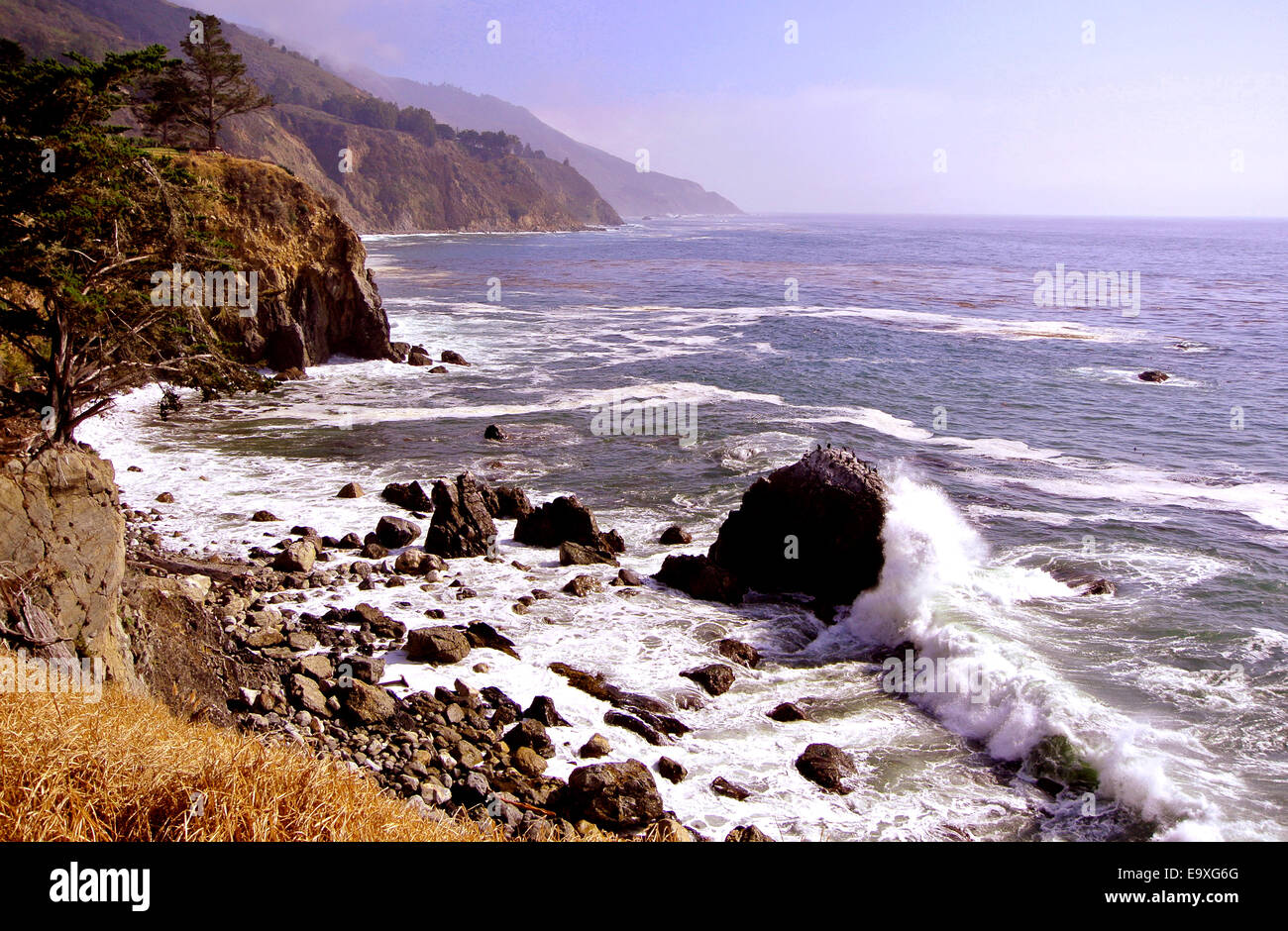 Vista del Big Sur Costa da Esalen Institue lookout Foto Stock