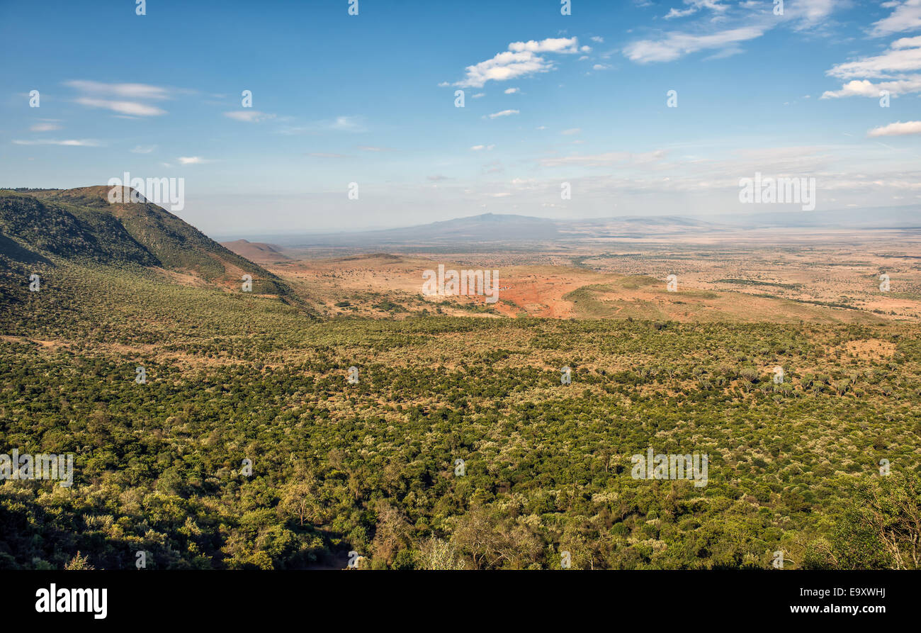 La Grande Rift Valley dal Kamandura Mai-Mahiu Narok Road, Kenya, Africa Foto Stock