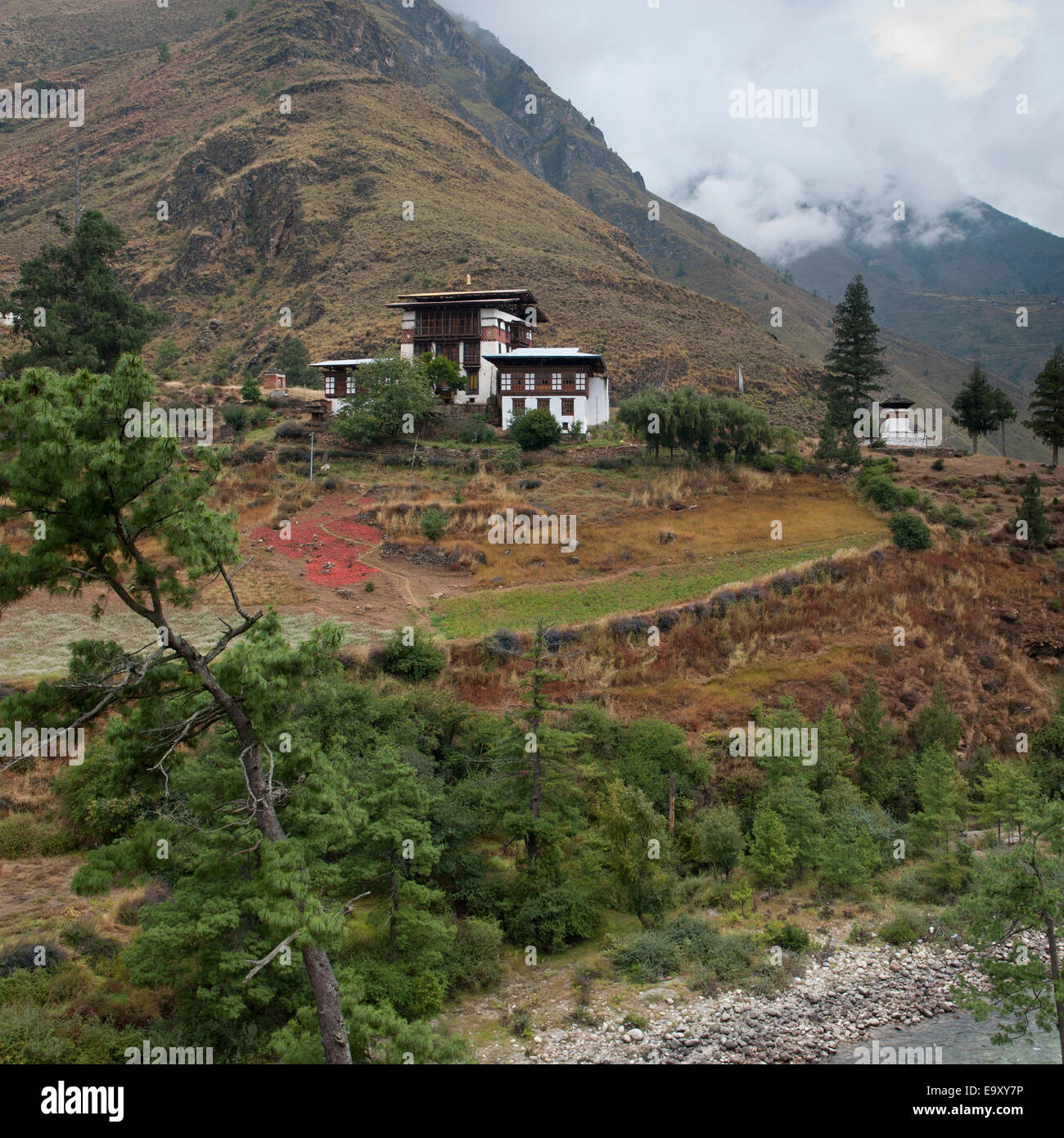 Paesaggio in Tamchhog Thakhang, Bhutan Foto Stock