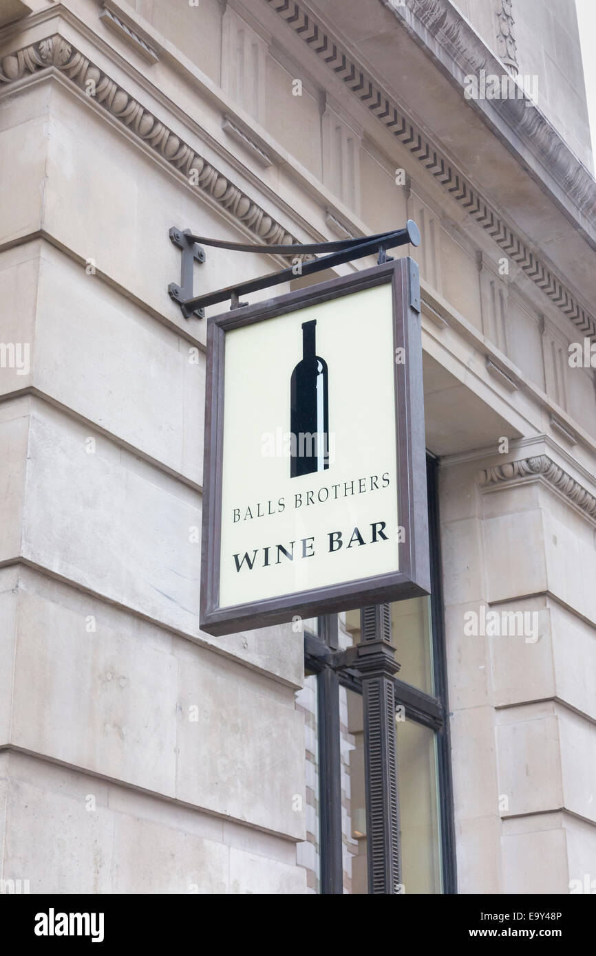 Sfere fratelli wine bar segno, London, Regno Unito Foto Stock