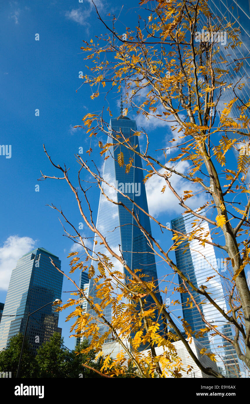 Stati Uniti d'America, New York, la parte inferiore di Manhattan, One World Trade Center grattacielo, il più alto edificio della città. Foto Stock