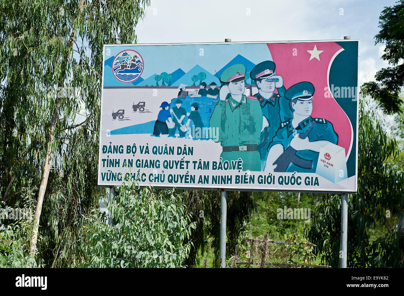 Un poster di propaganda , Chau Doc ,Vietnam Foto Stock