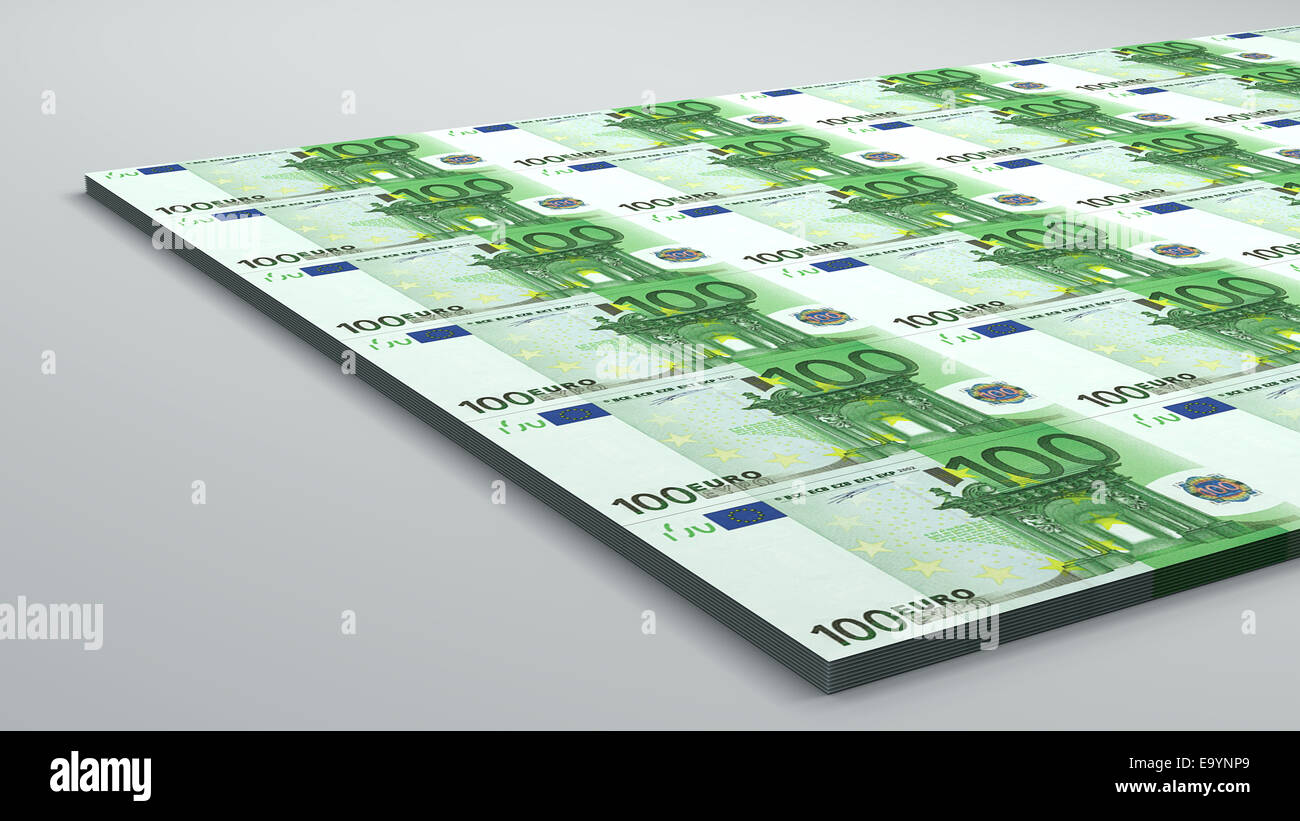 100 banconota in euro la valuta della carta Foto Stock