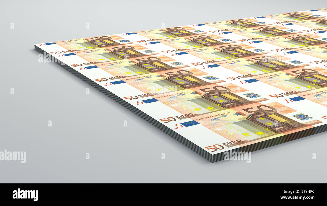 50 di banconote in euro della carta moneta Foto Stock