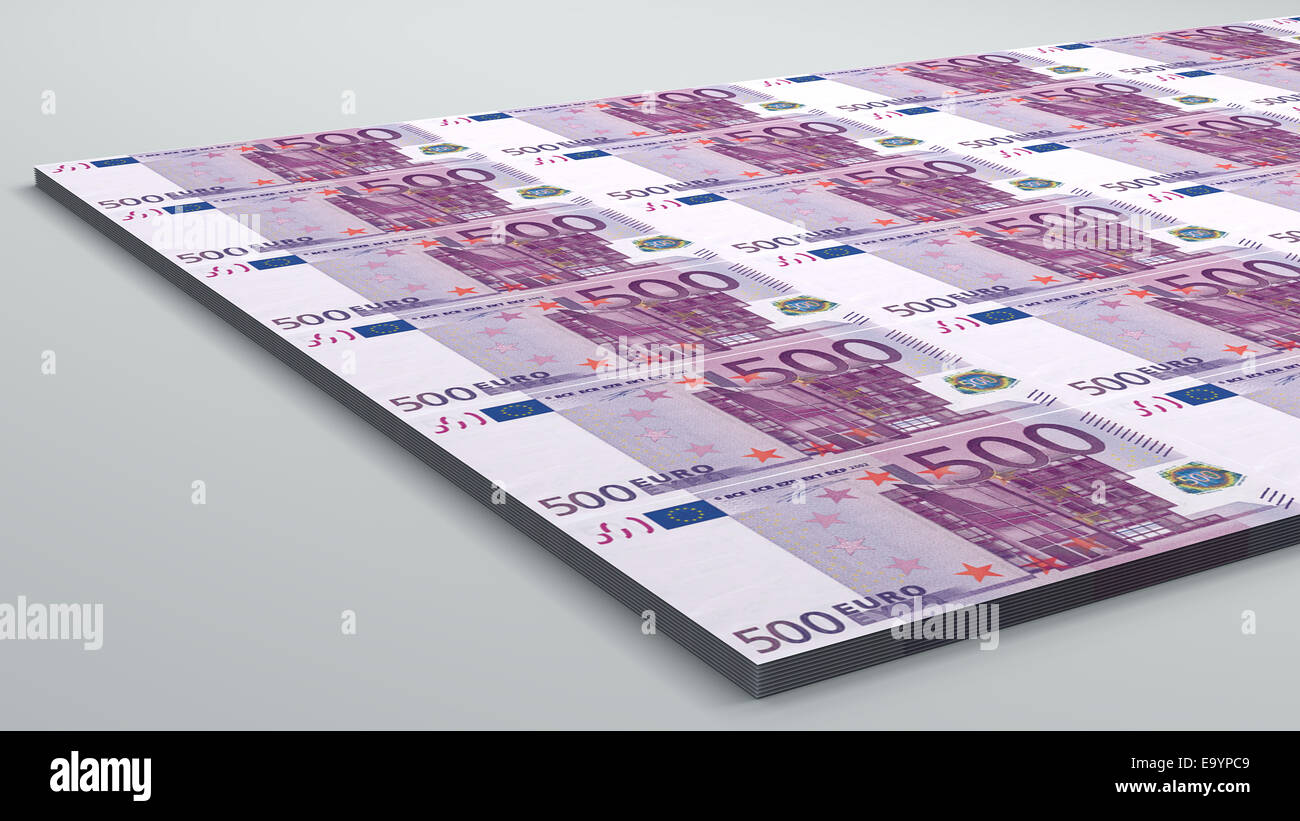 Banconota da 500 euro la valuta della carta Foto Stock