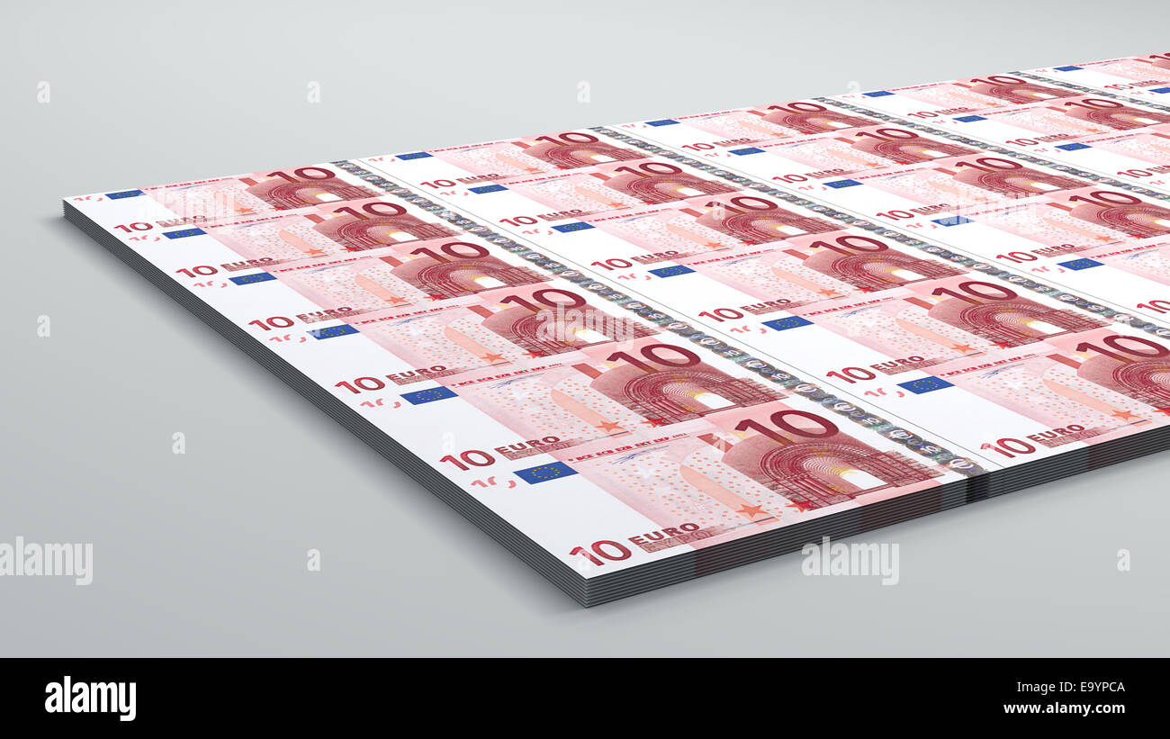 10 delle banconote in euro la valuta della carta Foto Stock