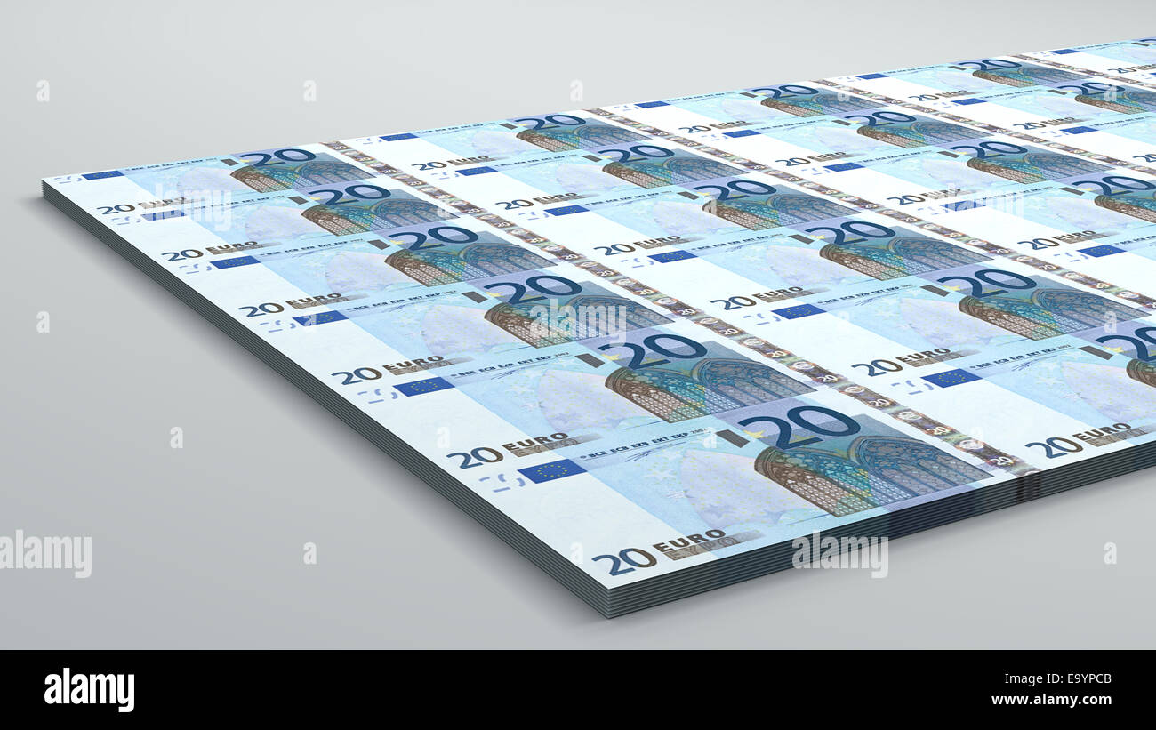 20 delle banconote in euro la valuta della carta Foto Stock