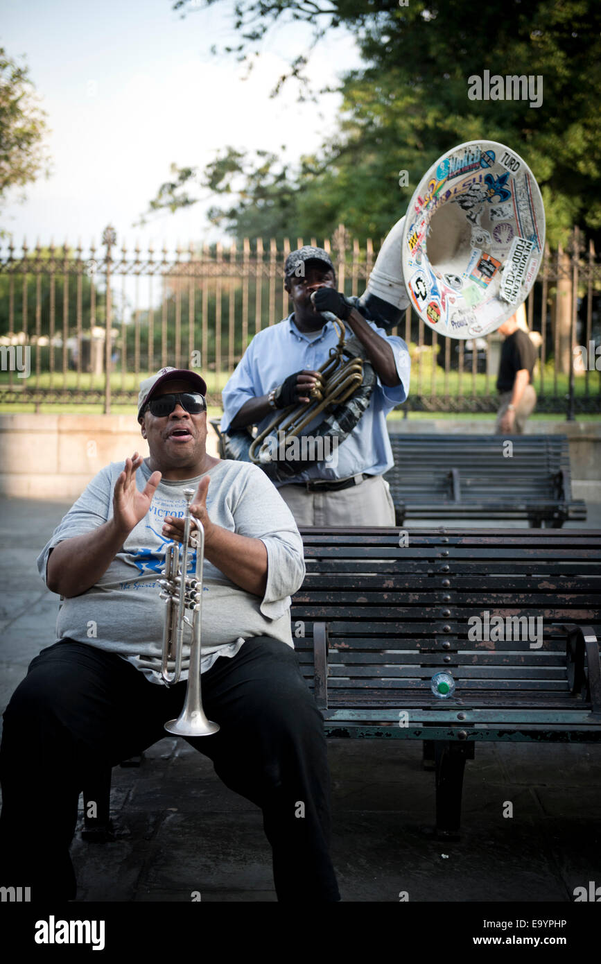 Buskers a Jackson Square. Quartiere Francese. New Orleans, Louisiana Foto Stock