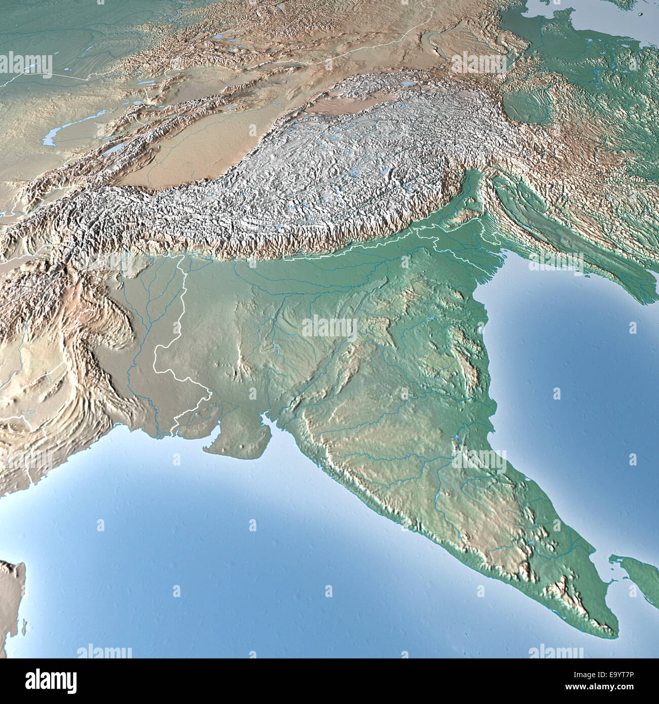Mappa di India e Himalaya montagne Foto stock - Alamy