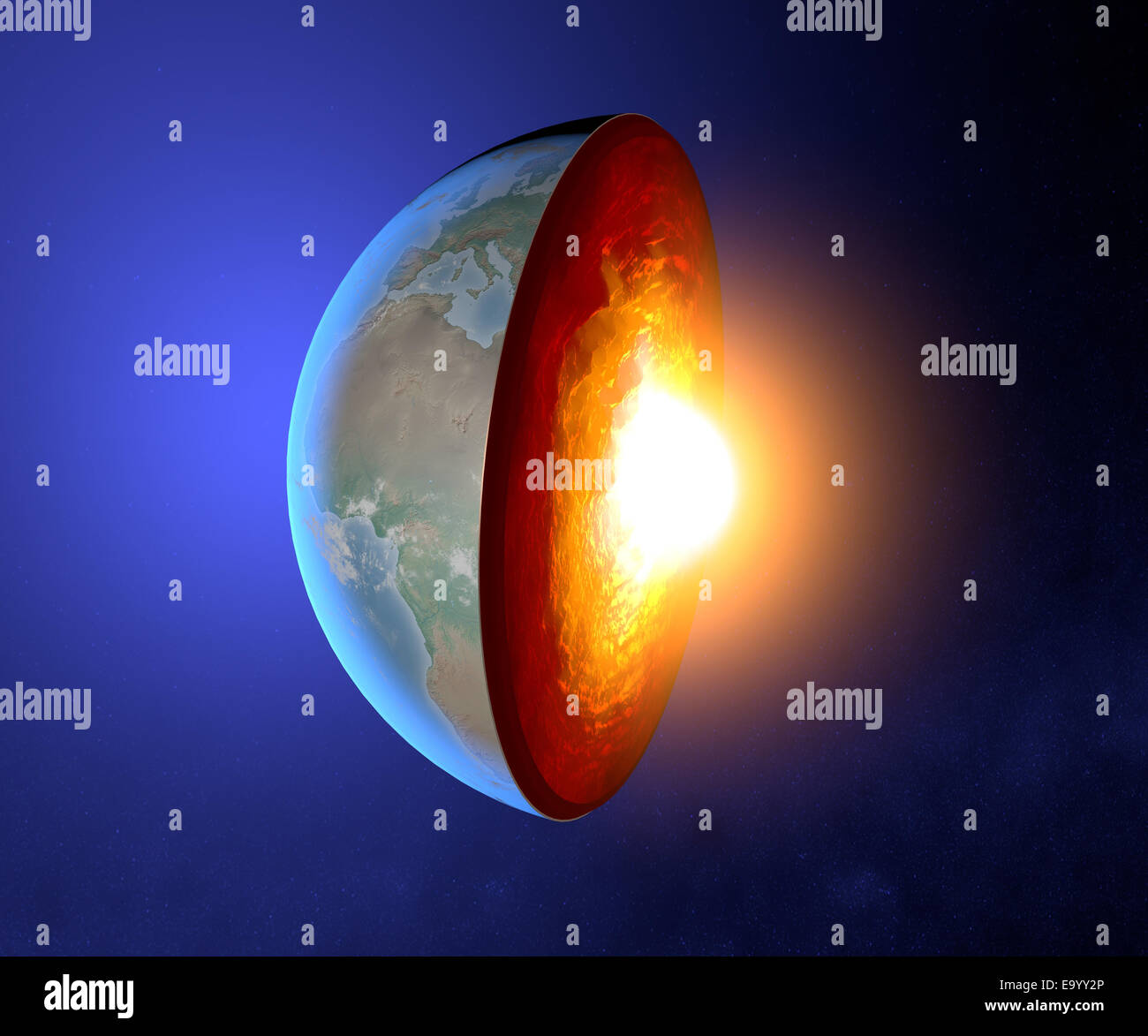 Nucleo del pianeta Terra, Terra, mondo, split, geofisica Foto Stock