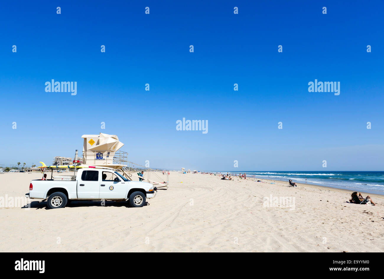 La spiaggia di Huntington Beach State Park, Huntington Beach, Orange County, California, Stati Uniti d'America Foto Stock