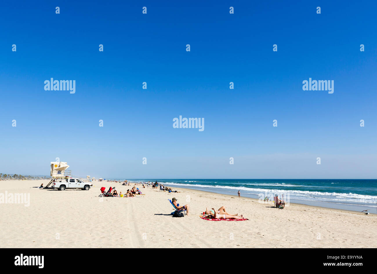 La spiaggia di Huntington Beach State Park, Huntington Beach, Orange County, California, Stati Uniti d'America Foto Stock