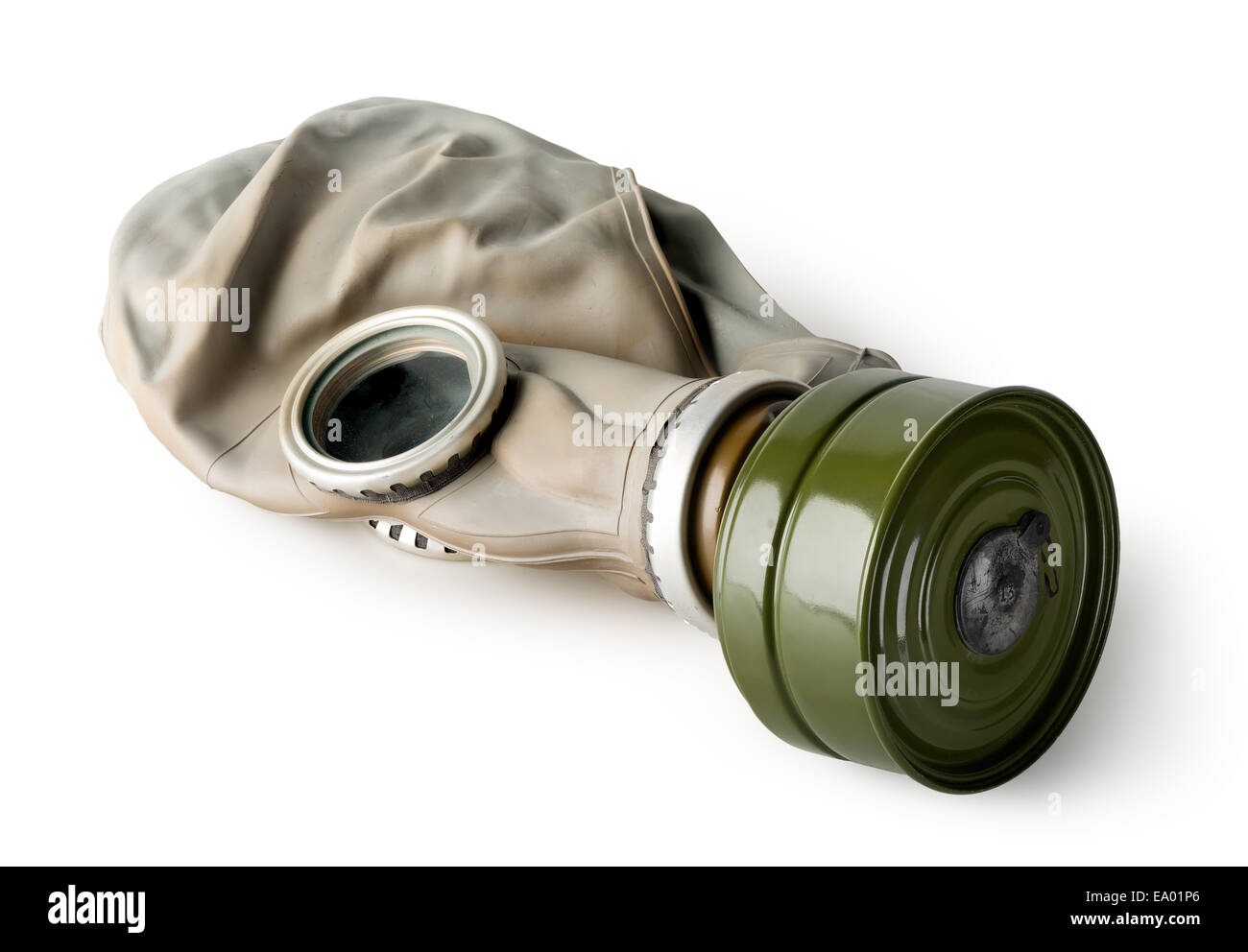 Maschera a gas isolate su uno sfondo bianco Foto Stock