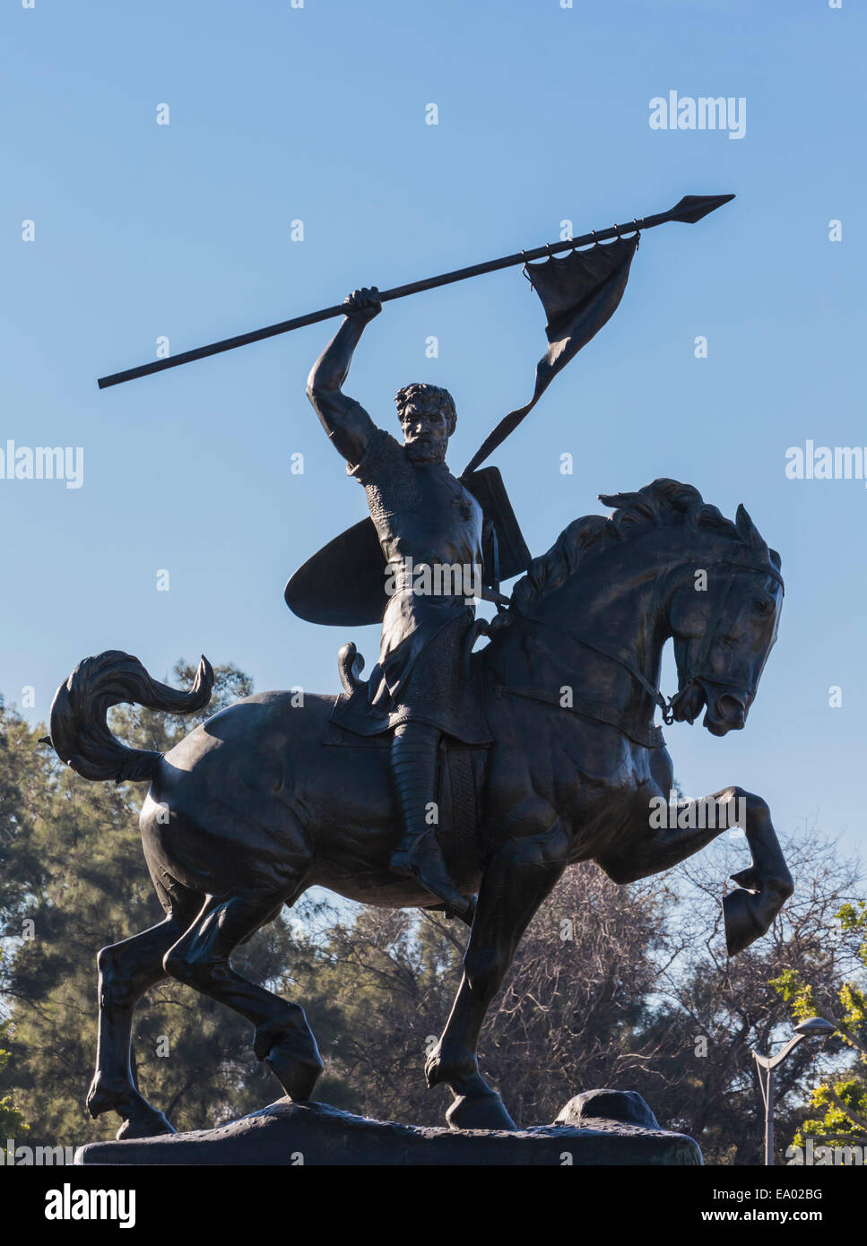 Siviglia, provincia di Siviglia, in Andalusia Spagna meridionale. 1927 la statua di El Cid, Rodrigo Díaz de Vivar ,da Anna Hyatt Huntington. Foto Stock