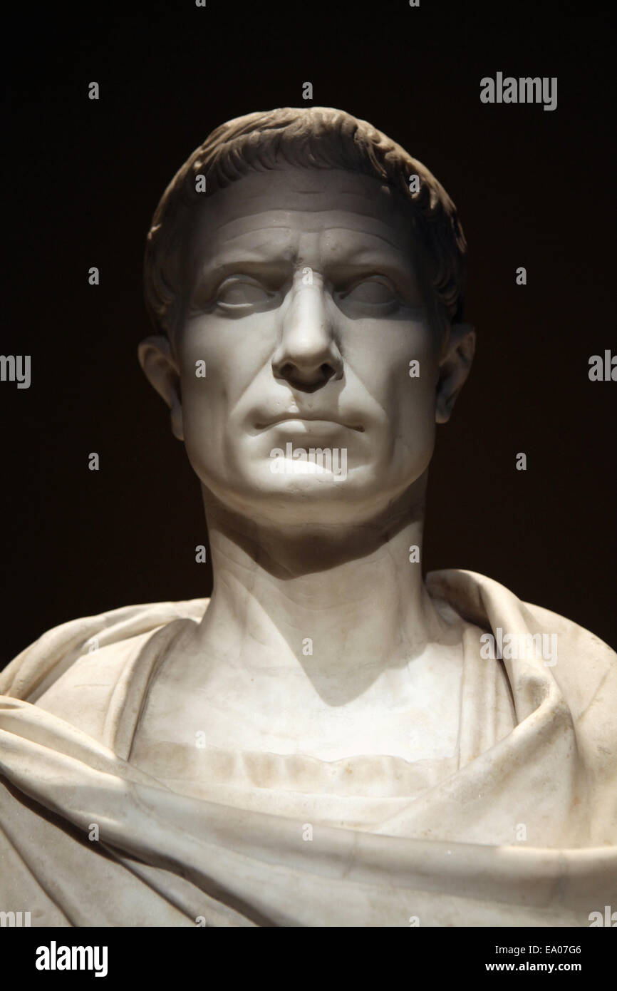 Giulio Cesare. Roman busto in marmo del I secolo d.c. Kunsthistorisches Museum, Vienna, Austria. Foto Stock