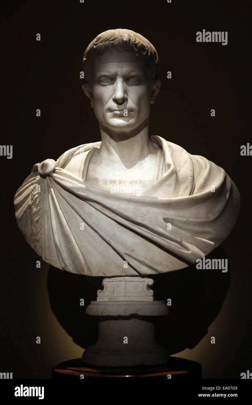 Giulio Cesare. Roman busto in marmo del I secolo d.c. Kunsthistorisches Museum, Vienna, Austria. Foto Stock