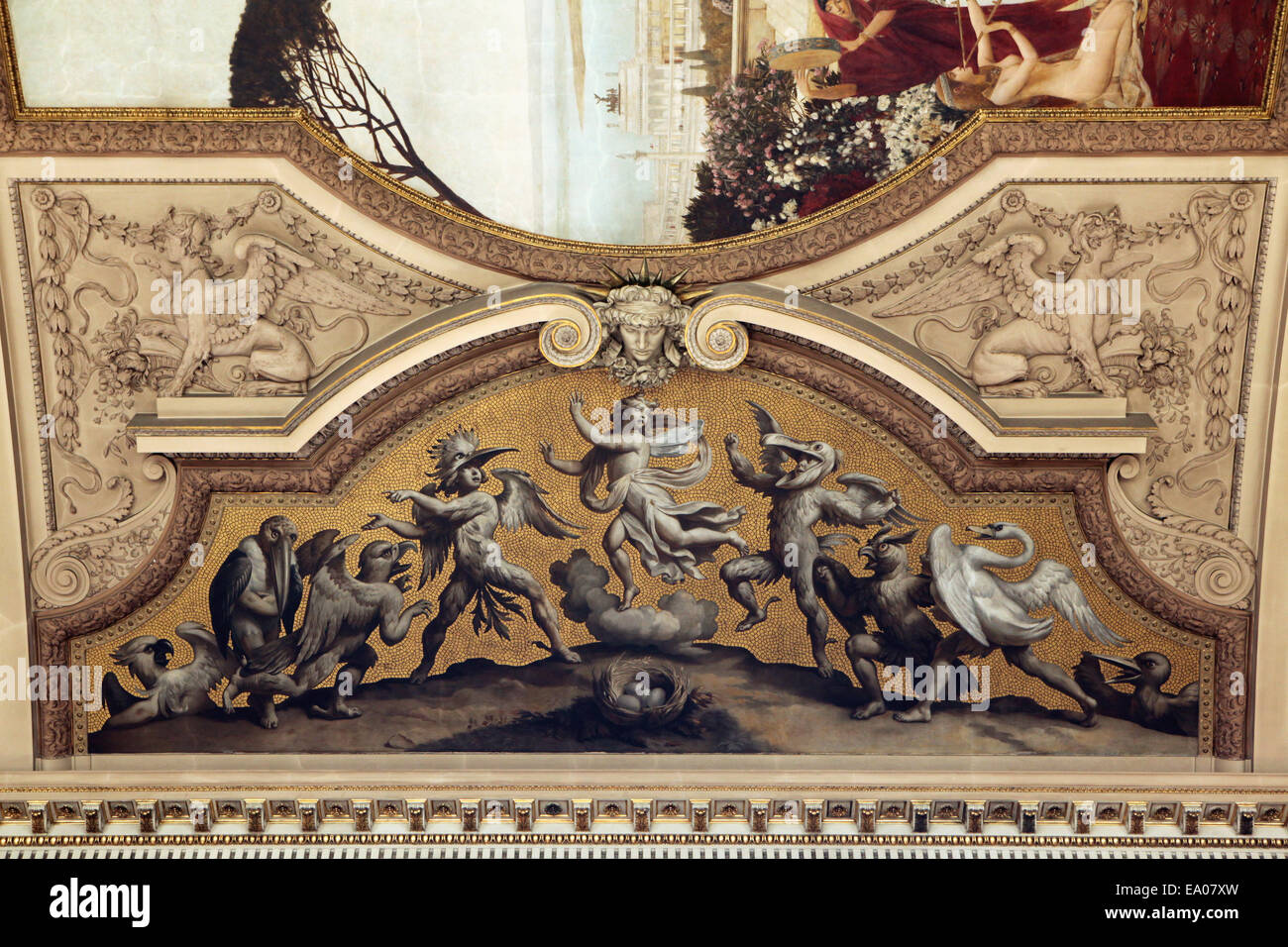 Soffitto dipinto di Gustav Klimt, suo fratello Ernst Klimt e Franz von Matsch nel Burgtheater di Vienna in Austria. Foto Stock