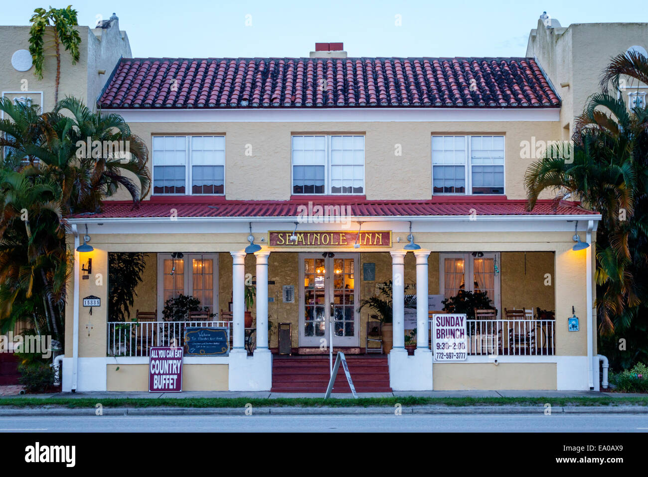 Indiantown Florida,Seminole Country Inn,Mission Revival,hotel,fronte,entrata,FL140803041 Foto Stock