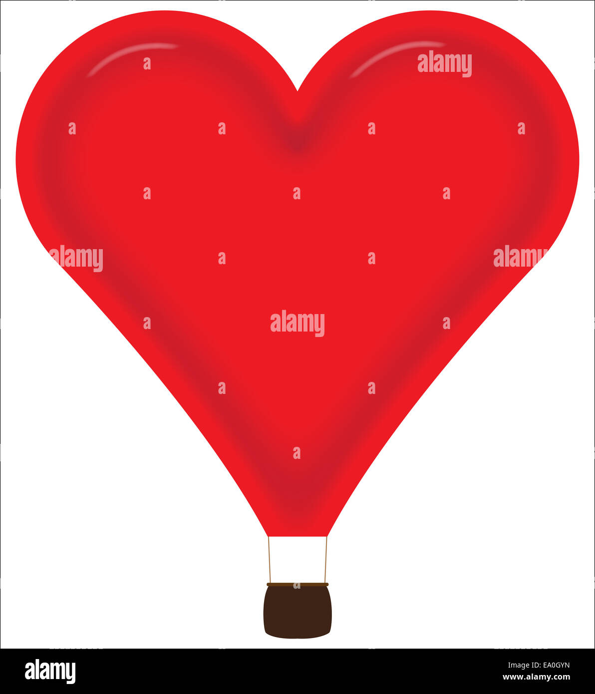 Un cuore rosso mongolfiera design isolato su uno sfondo bianco Foto Stock