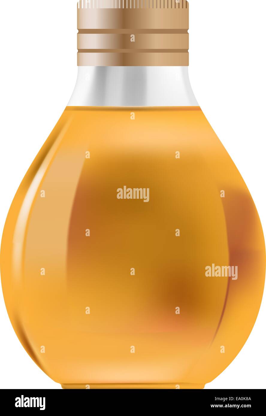 Vettore una bottiglia di vetro riempita con liquido arancione Illustrazione Vettoriale
