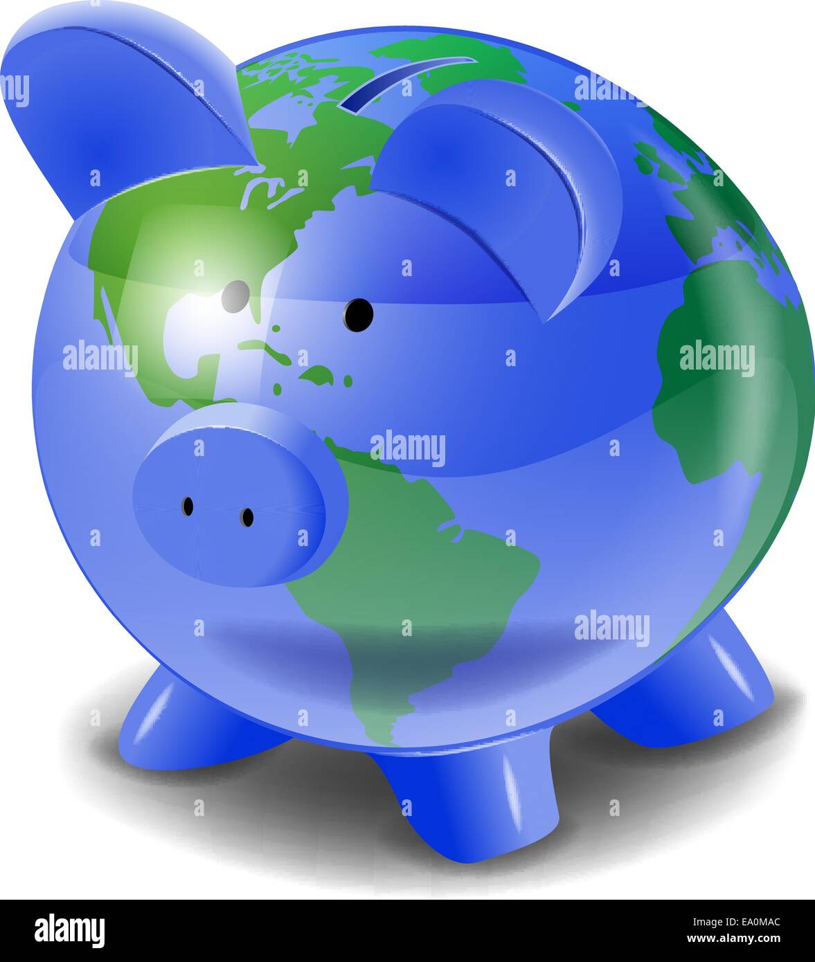 Vettore illustrazione concettuale del globo terrestre a forma di salvadanaio. eps file10, trasparenza e un gradiente di maglie utilizzate Illustrazione Vettoriale