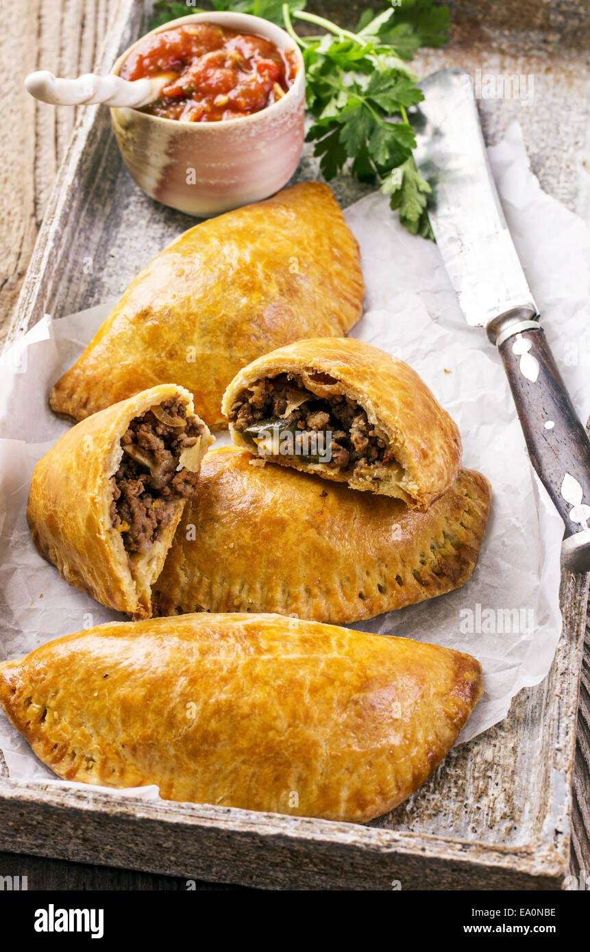 Le empanadas con la carne di suolo Foto Stock