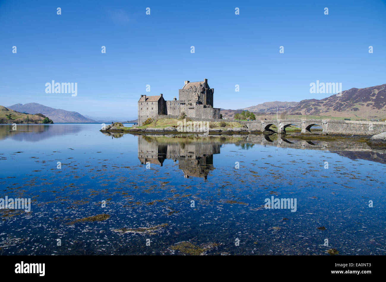 Eilean Donan Castle riflessioni Foto Stock